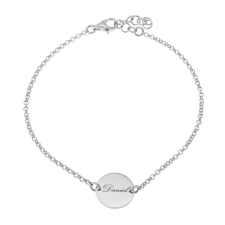 Name Bracelet with Dainty Disc Pendant in 925 Sterling Silver