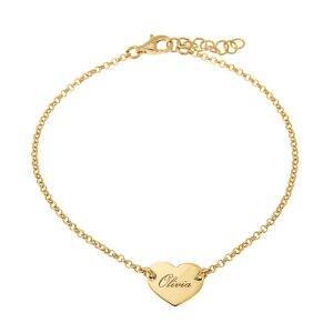 Dainty Heart Name Bracelet gold