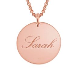 Name Necklace with Engraved Coin Disc