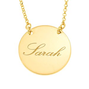Engraved Disc Name Necklace gold
