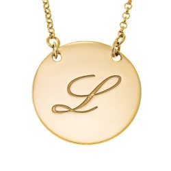 Initial Disc Necklace with Engraving