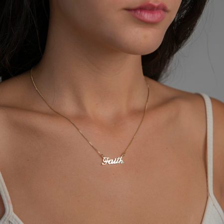 Faith Name Necklace-2 in 18K Gold Plating