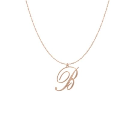 Big Initial B Necklace-1 in 18K Rose Gold Plating