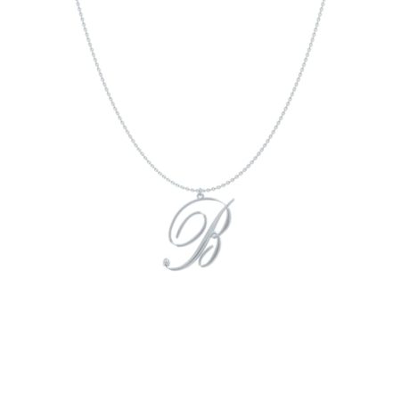 Big Initial B Necklace-1 in 925 Sterling Silver
