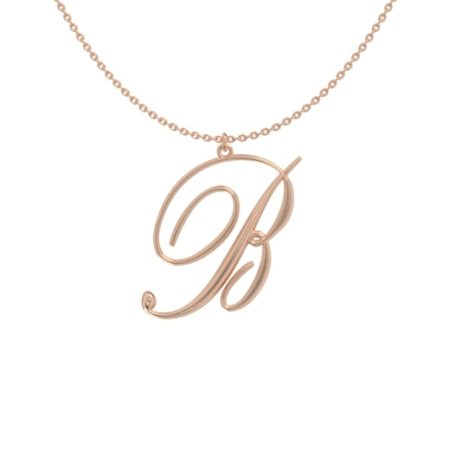 Big Initial B Necklace in 18K Rose Gold Plating