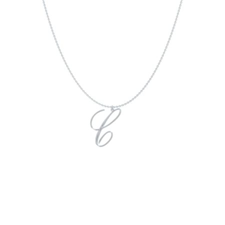 Big Initial C Necklace-1 in 925 Sterling Silver