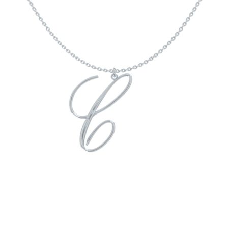Big Initial C Necklace in 925 Sterling Silver