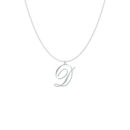 Big Initial D Necklace-1 in 925 Sterling Silver