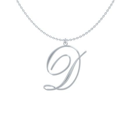 Big Initial D Necklace in 925 Sterling Silver