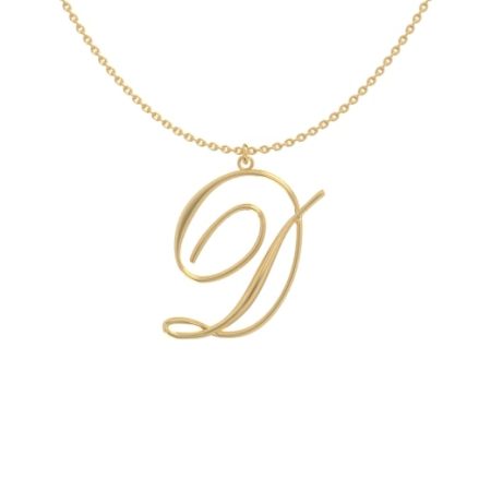 Big Initial D Necklace in 18K Gold Plating