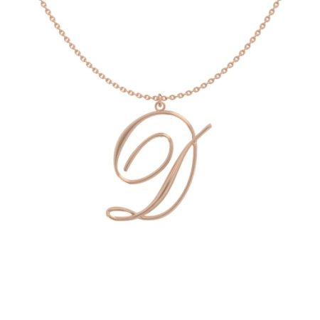 Big Initial D Necklace in 18K Rose Gold Plating