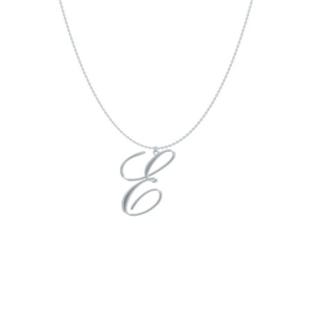 Big Initial E Necklace-1 in 925 Sterling Silver