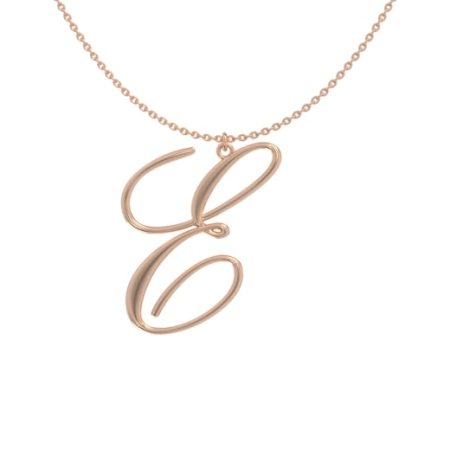 Big Initial E Necklace in 18K Rose Gold Plating
