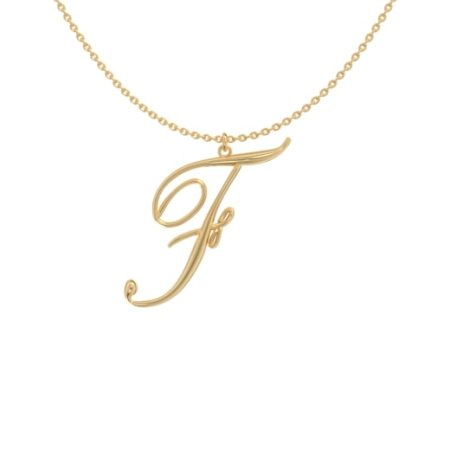 Big Initial F Necklace in 18K Gold Plating
