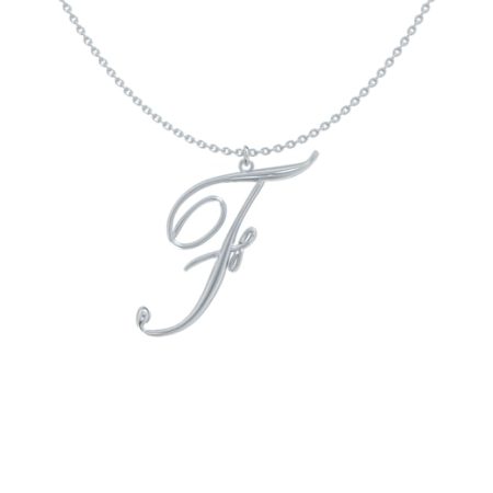 Big Initial F Necklace in 925 Sterling Silver