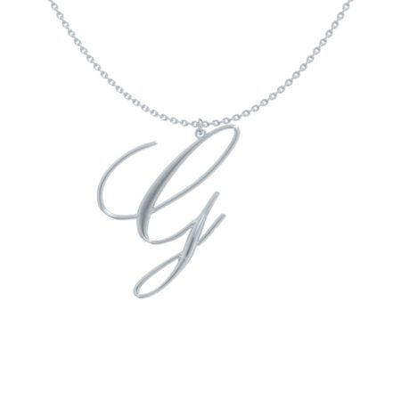 Big Initial G Necklace in 925 Sterling Silver