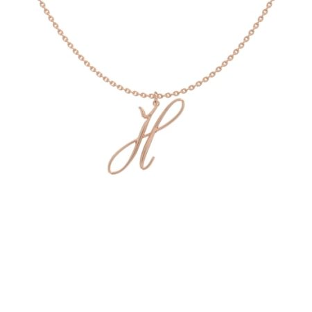 Big Initial H Necklace in 18K Rose Gold Plating