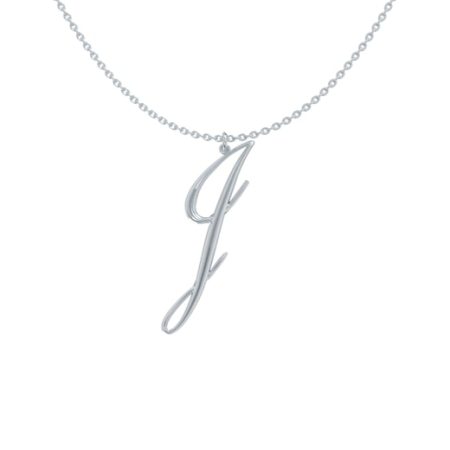 Big Initial J Necklace in 925 Sterling Silver