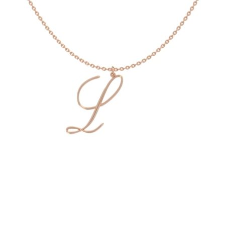 Big Initial L Necklace in 18K Rose Gold Plating