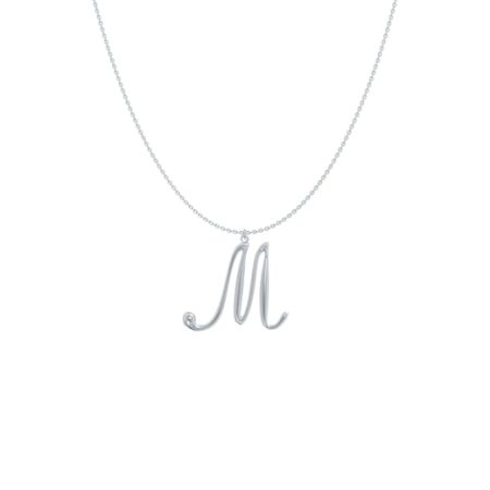Big Initial M Necklace-1 in 925 Sterling Silver
