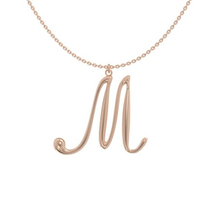 Big Initial M Necklace in 18K Rose Gold Plating