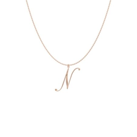 Big Initial N Necklace-1 in 18K Rose Gold Plating