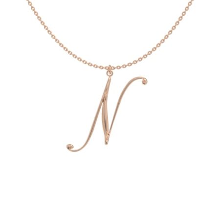 Big Initial N Necklace in 18K Rose Gold Plating