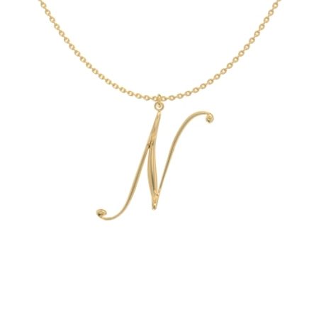 Big Initial N Necklace in 18K Gold Plating