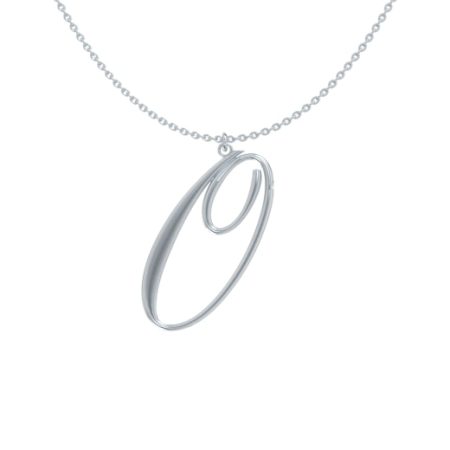 Big Initial O Necklace in 925 Sterling Silver