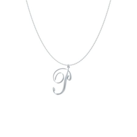 Big Initial P Necklace-1 in 925 Sterling Silver