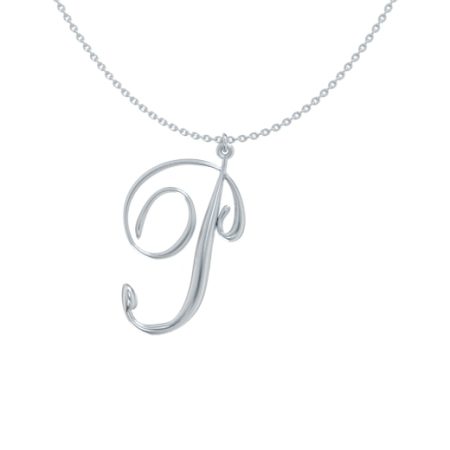 Big Initial P Necklace in 925 Sterling Silver