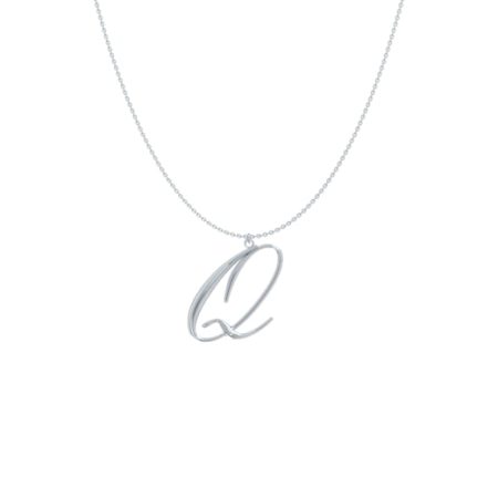 Big Initial Q Necklace-1 in 925 Sterling Silver