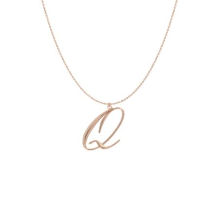 Big Initial Q Necklace-1 in 18K Rose Gold Plating