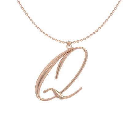 Big Initial Q Necklace in 18K Rose Gold Plating