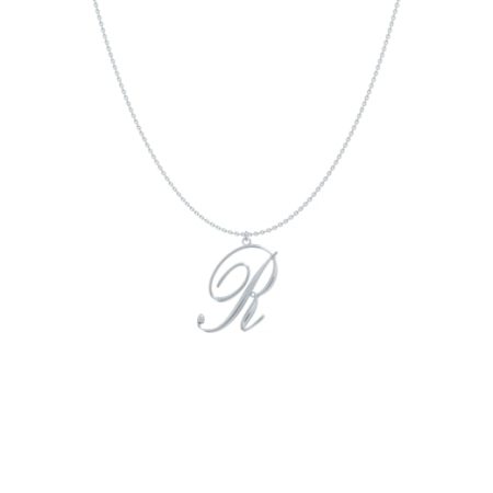 Big Initial R Necklace-1 in 925 Sterling Silver