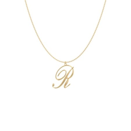 Big Initial R Necklace-1 in 18K Gold Plating