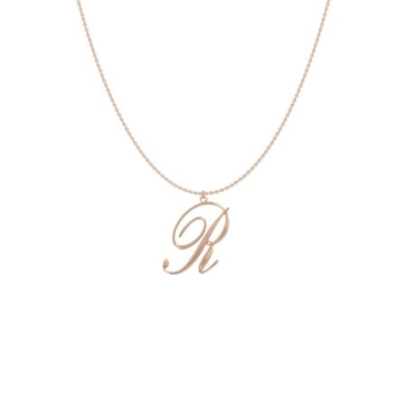 Big Initial R Necklace-1 in 18K Rose Gold Plating
