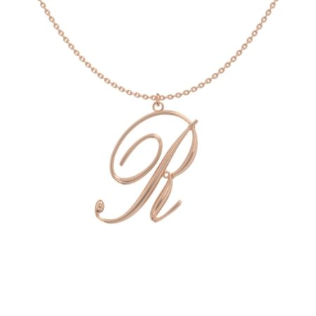 Big Initial R Necklace in 18K Rose Gold Plating