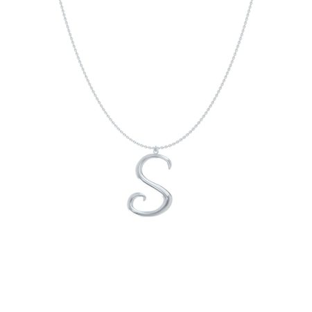 Big Initial S Necklace-1 in 925 Sterling Silver