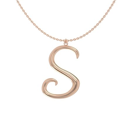 Big Initial S Necklace in 18K Rose Gold Plating
