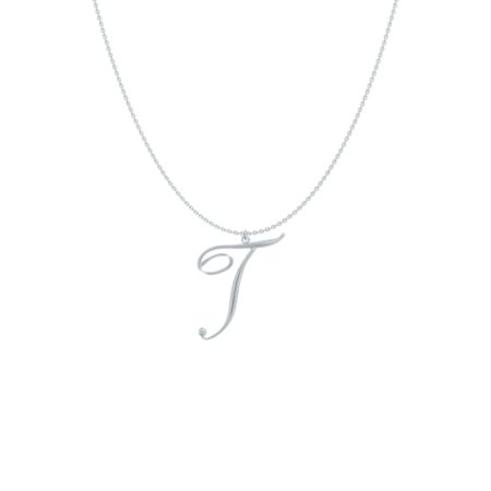 Big Initial T Necklace-1 in 925 Sterling Silver