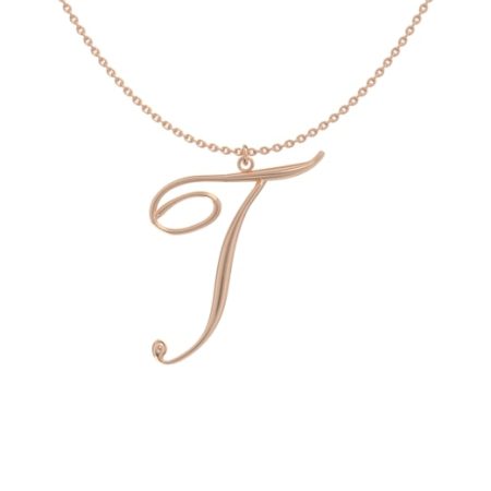 Big Initial T Necklace in 18K Rose Gold Plating