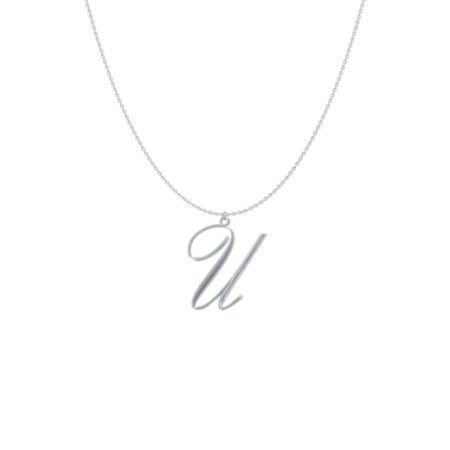 Big Initial U Necklace-1 in 925 Sterling Silver