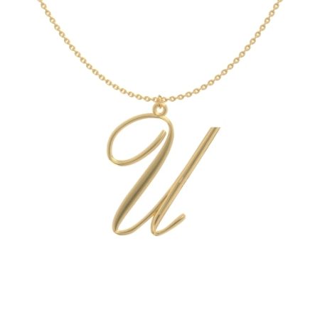 Big Initial U Necklace in 18K Gold Plating