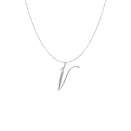 Big Initial V Necklace-1 in 925 Sterling Silver