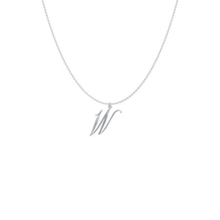 Big Initial W Necklace-1 in 925 Sterling Silver