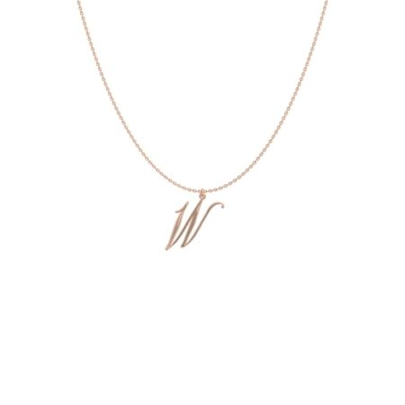 Big Initial W Necklace-1 in 18K Rose Gold Plating