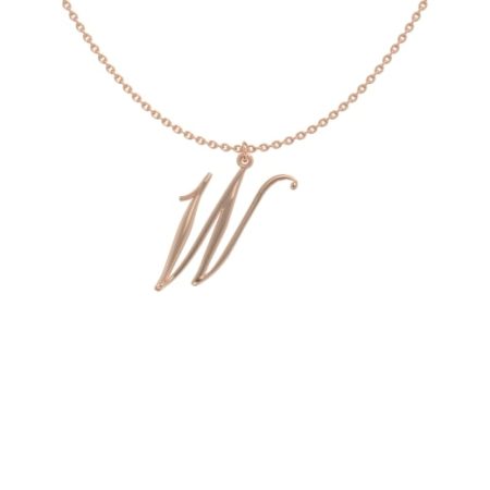 Big Initial W Necklace in 18K Rose Gold Plating
