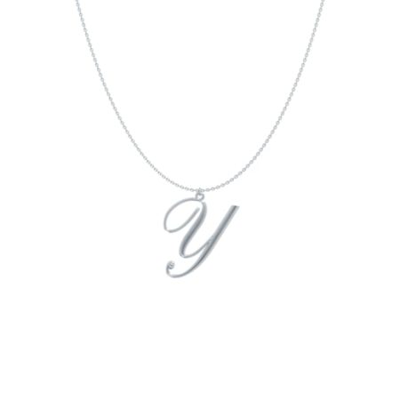 Big Initial Y Necklace-1 in 925 Sterling Silver