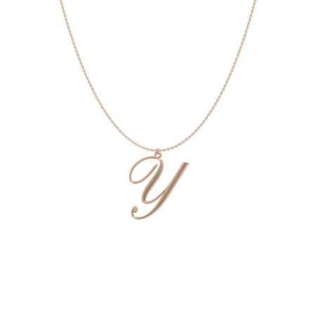 Big Initial Y Necklace-1 in 18K Rose Gold Plating